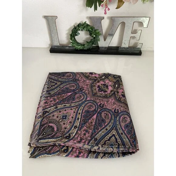 Jos A Bank Mens 14.5 X 14.5” Pink Blue Paisley 100% Silk Pocket Square New W Tag - Picture 16 of 16